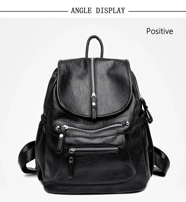 High Quality Leather Backpacks Vintage Female Shoulder Bag