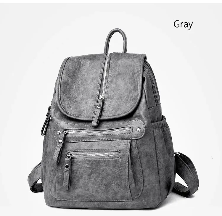 High Quality Leather Backpacks Vintage Female Shoulder Bag