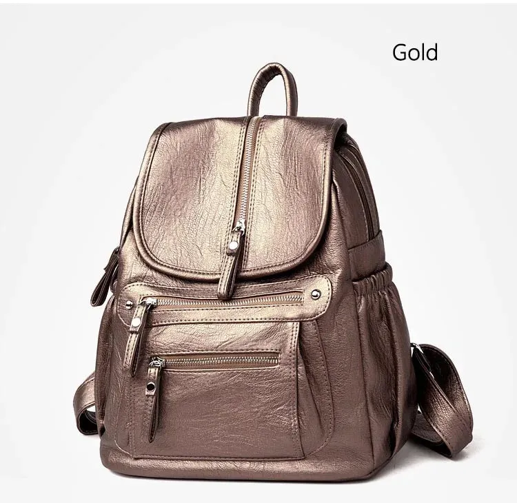 High Quality Leather Backpacks Vintage Female Shoulder Bag