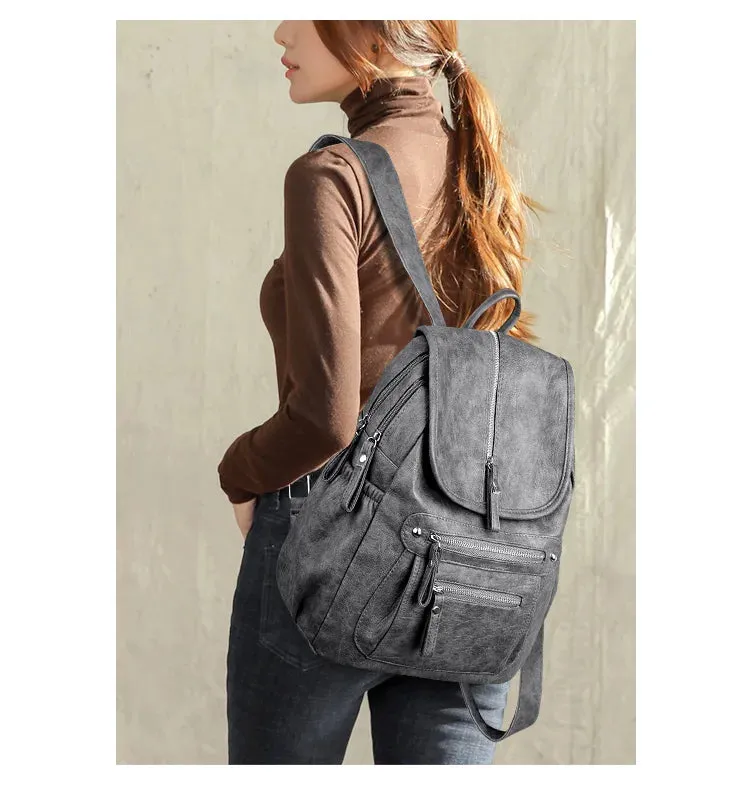 High Quality Leather Backpacks Vintage Female Shoulder Bag