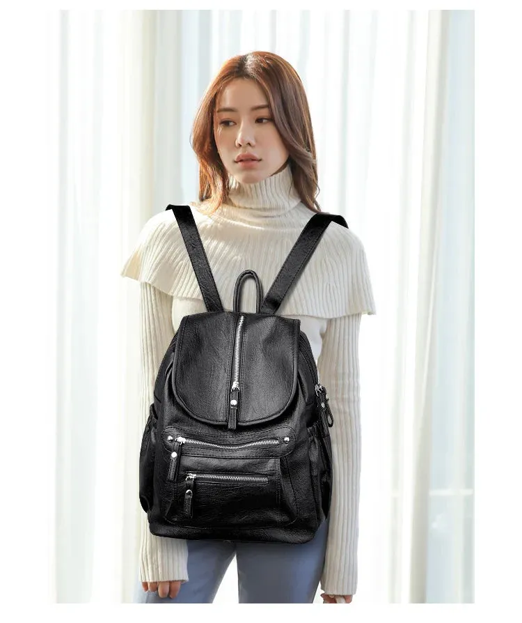 High Quality Leather Backpacks Vintage Female Shoulder Bag