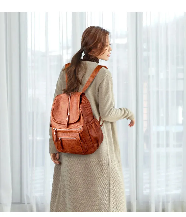 High Quality Leather Backpacks Vintage Female Shoulder Bag