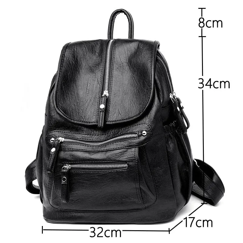 High Quality Leather Backpacks Vintage Female Shoulder Bag