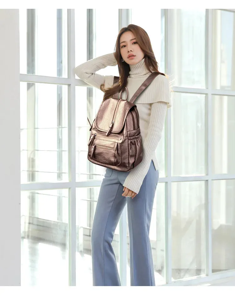 High Quality Leather Backpacks Vintage Female Shoulder Bag