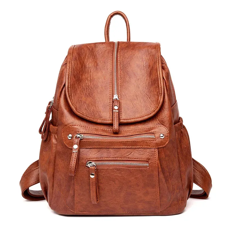 High Quality Leather Backpacks Vintage Female Shoulder Bag