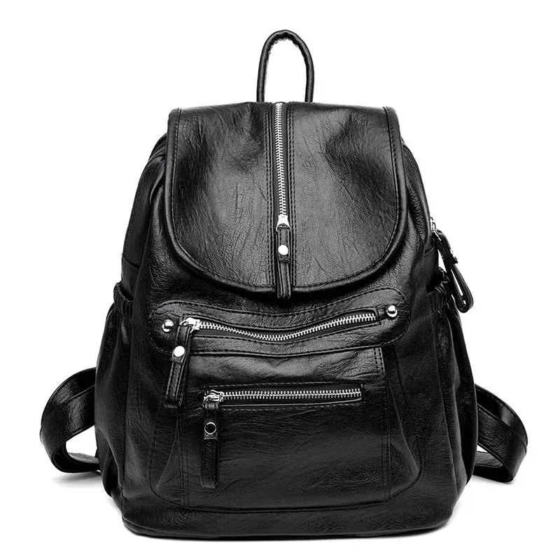 High Quality Leather Backpacks Vintage Female Shoulder Bag