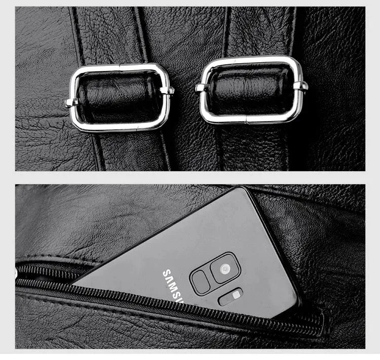 High Quality Leather Backpacks Vintage Female Shoulder Bag