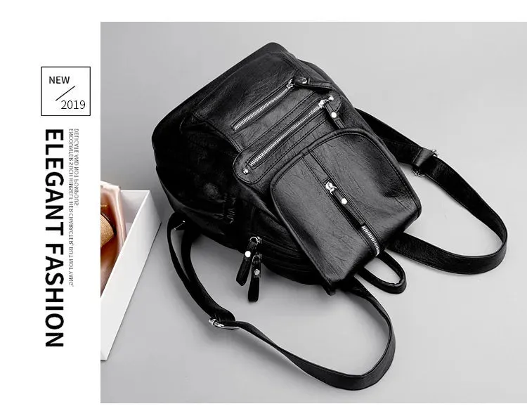 High Quality Leather Backpacks Vintage Female Shoulder Bag