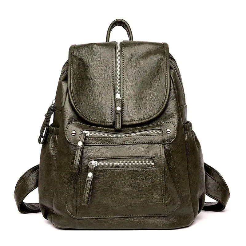 High Quality Leather Backpacks Vintage Female Shoulder Bag