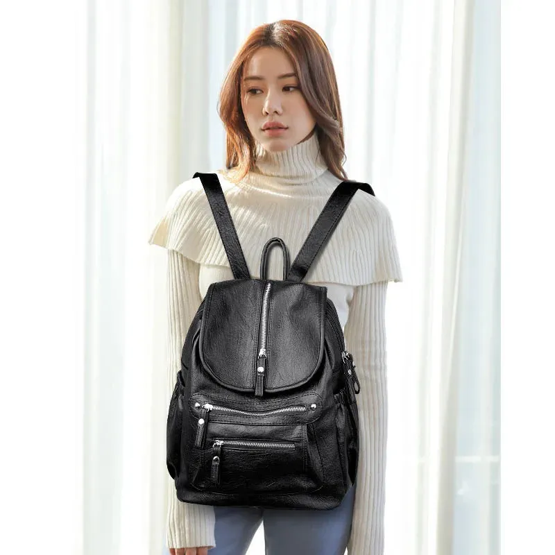 High Quality Leather Backpacks Vintage Female Shoulder Bag