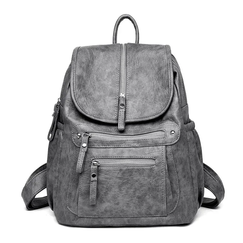 High Quality Leather Backpacks Vintage Female Shoulder Bag