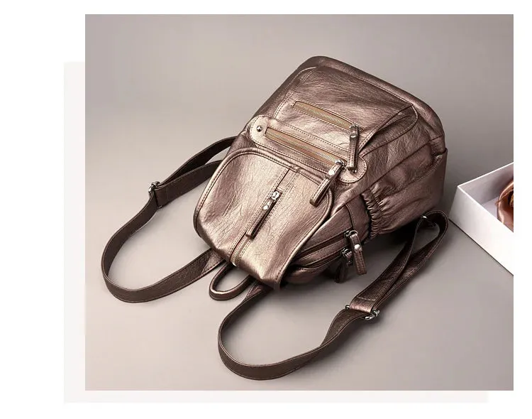 High Quality Leather Backpacks Vintage Female Shoulder Bag