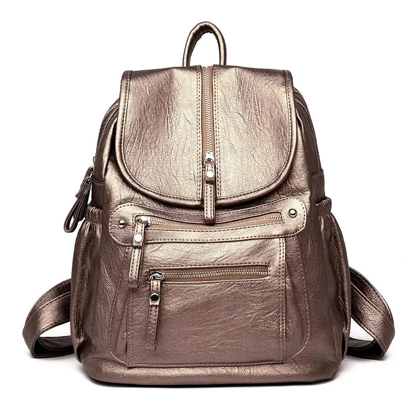 High Quality Leather Backpacks Vintage Female Shoulder Bag
