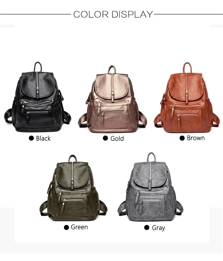High Quality Leather Backpacks Vintage Female Shoulder Bag