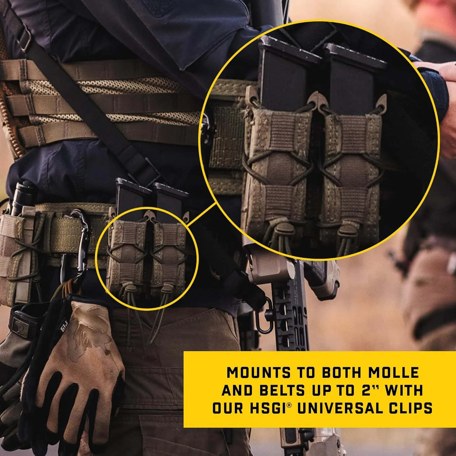 High Speed Gear Double Pistol Taco Mag Pouch | Universal Pistol Magazine Holster | Rapid Response and MOLLE Compatible