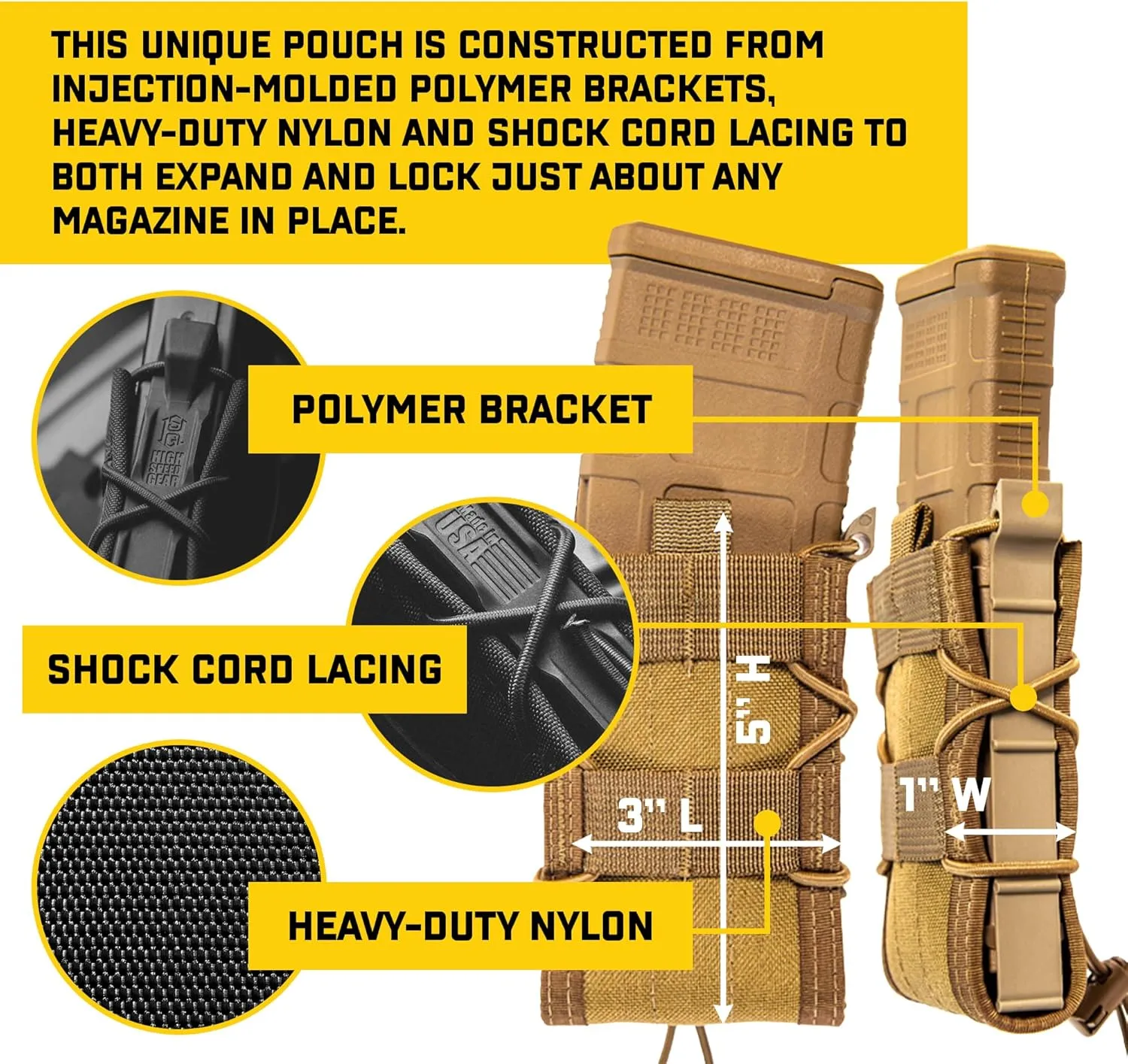 High Speed Gear® - Original TACO® MOLLE Mag Pouch, Police Gear & Military Gear, Tactical Magazine Pouch for Professionals (OD Green)