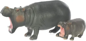 Hippo Mom and Baby Animal Figure 5 inch Children's Toy 2 Piece Playset