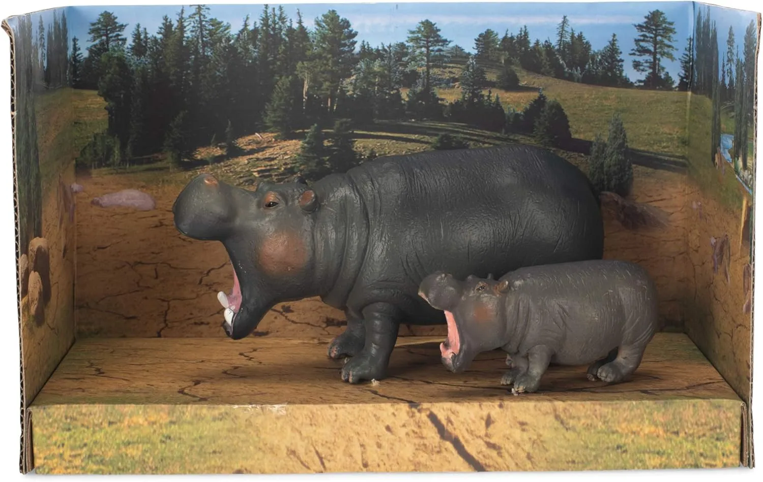 Hippo Mom and Baby Animal Figure 5 inch Children's Toy 2 Piece Playset