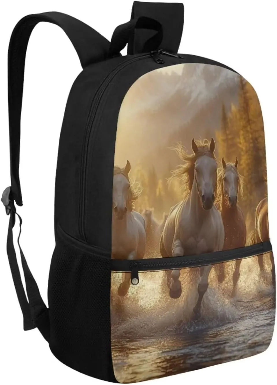Horse School Backpack for Boys 9-10 School Bag Elementary 5th Grade 17 Inch Bookbags Girls Large Schoolbag Student Camping Backpacks Lightweight Travel Duffel Bag Rucksack