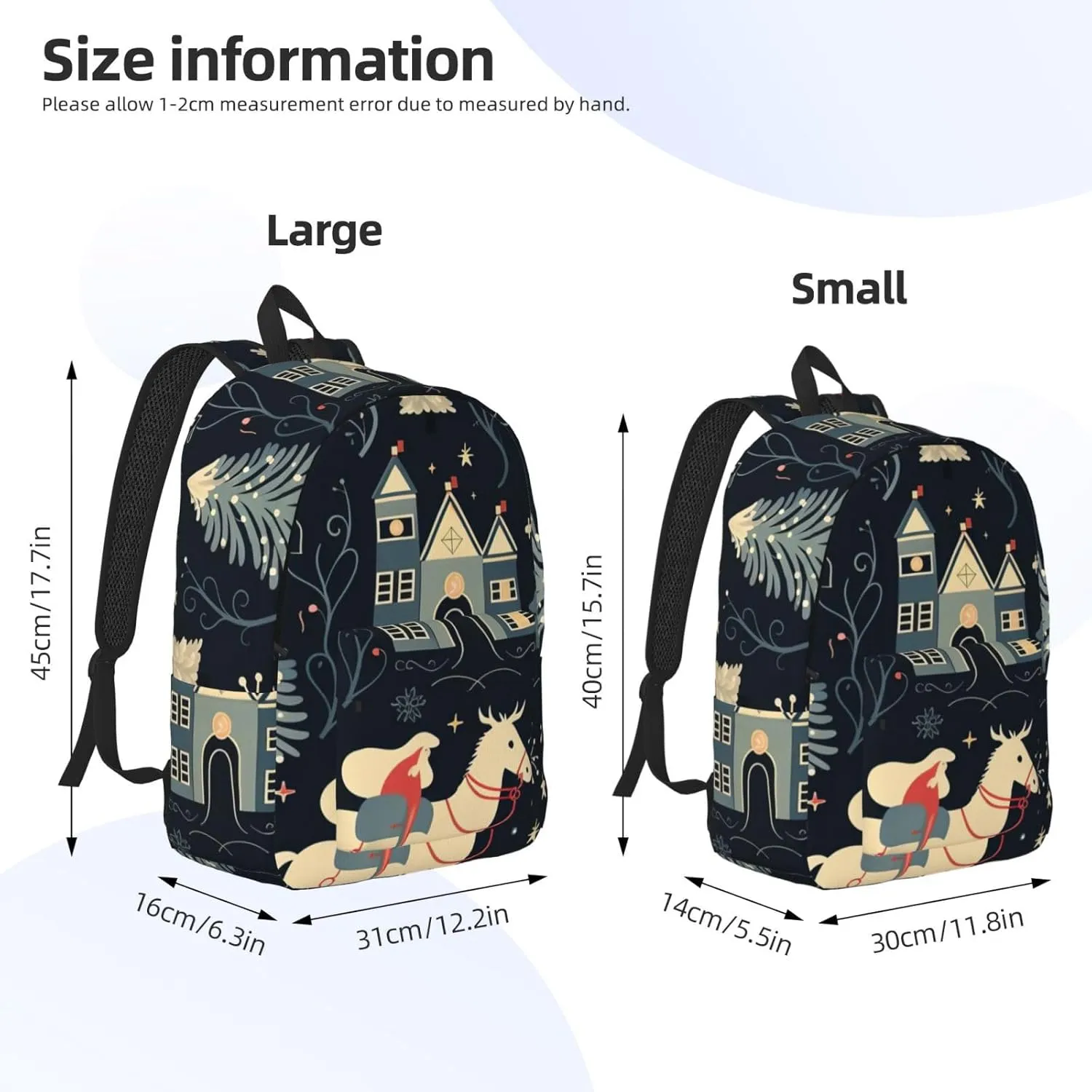 house deer tree christmas Canvas Casual Lightweight Duffel Bag, Fashion Duffel Bag, Unisex Travel Backpack