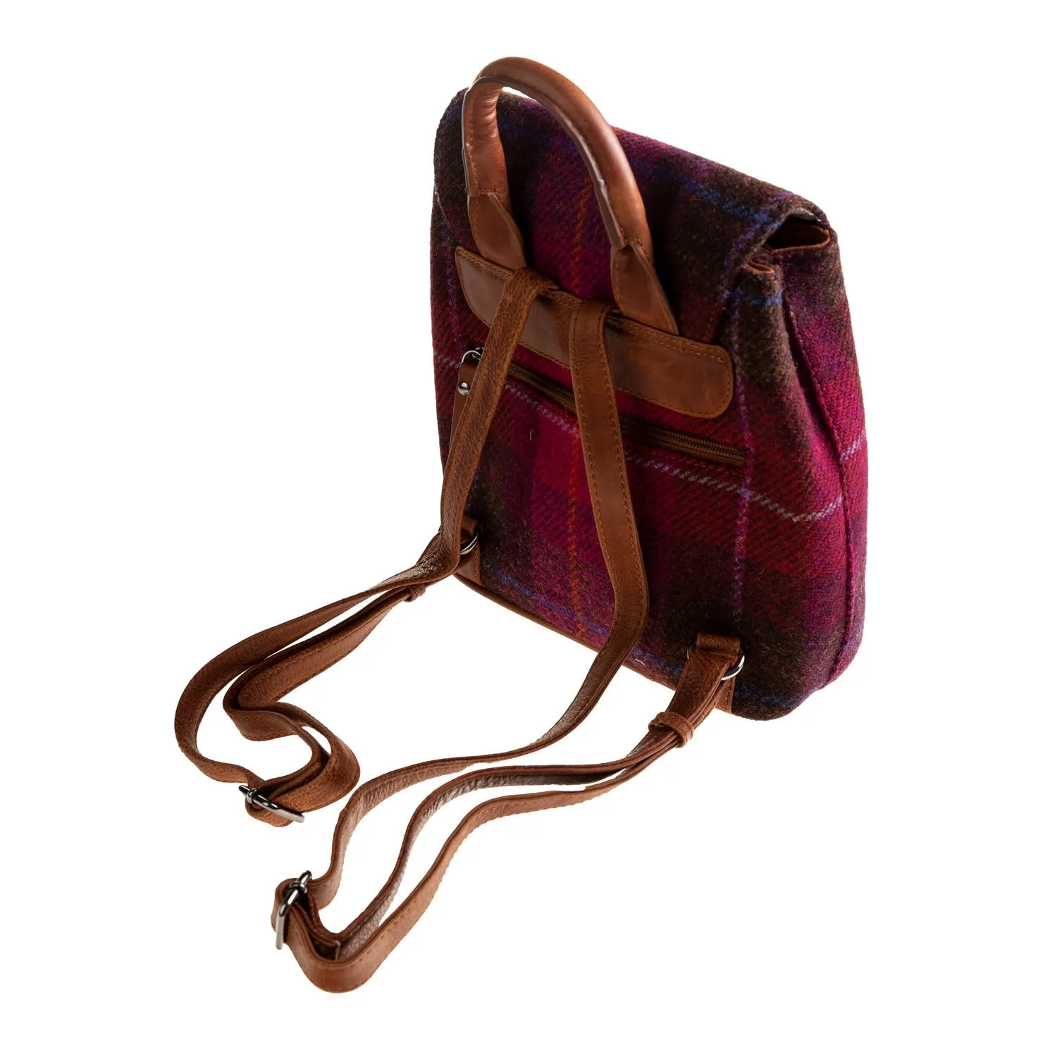 Ht Leather Flapover Backpack Cerise Check / Tan