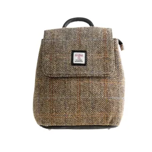 Ht Leather Flapover Backpack Tan & Brown Herringbone / Black
