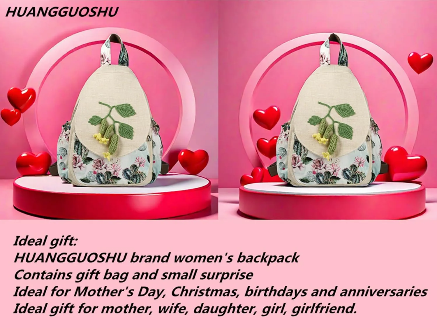 HUANGGUOSHU Bohemian Hand-Knit Backpack - Unique Artistry & Multi-Pocket Design for Girls, Moms & College Students - Ideal for Travel, School & Work-Cucumber Backpack