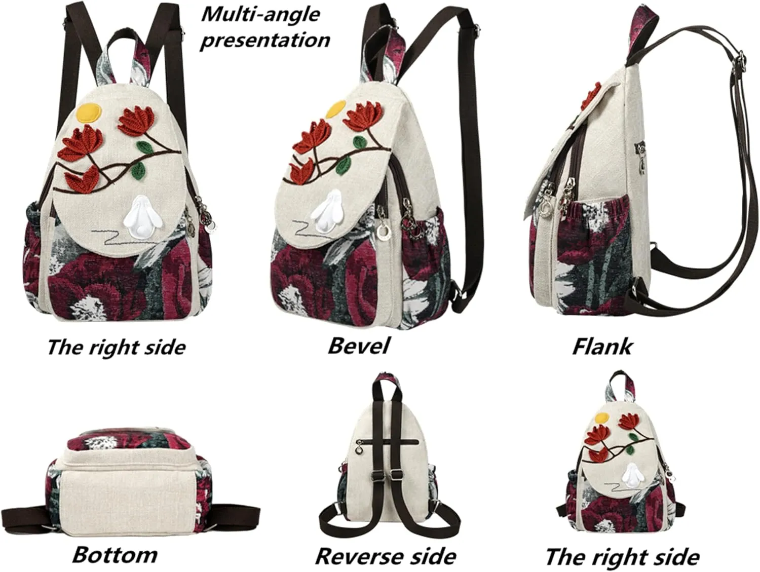 HUANGGUOSHU Bohemian Knit Backpack - Handcrafted, Stylish and Versatile Ideal Gift for Girls, Moms, and College Students Travel Essentials Mini Backpack for Women -Rabbit