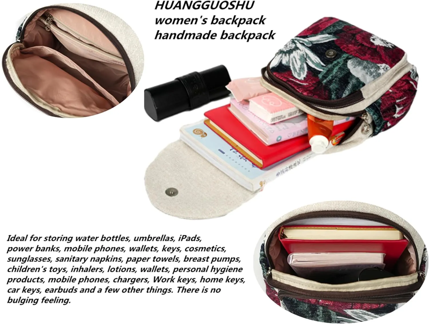 HUANGGUOSHU Bohemian Knit Backpack - Handcrafted, Stylish and Versatile Ideal Gift for Girls, Moms, and College Students Travel Essentials Mini Backpack for Women -Rabbit
