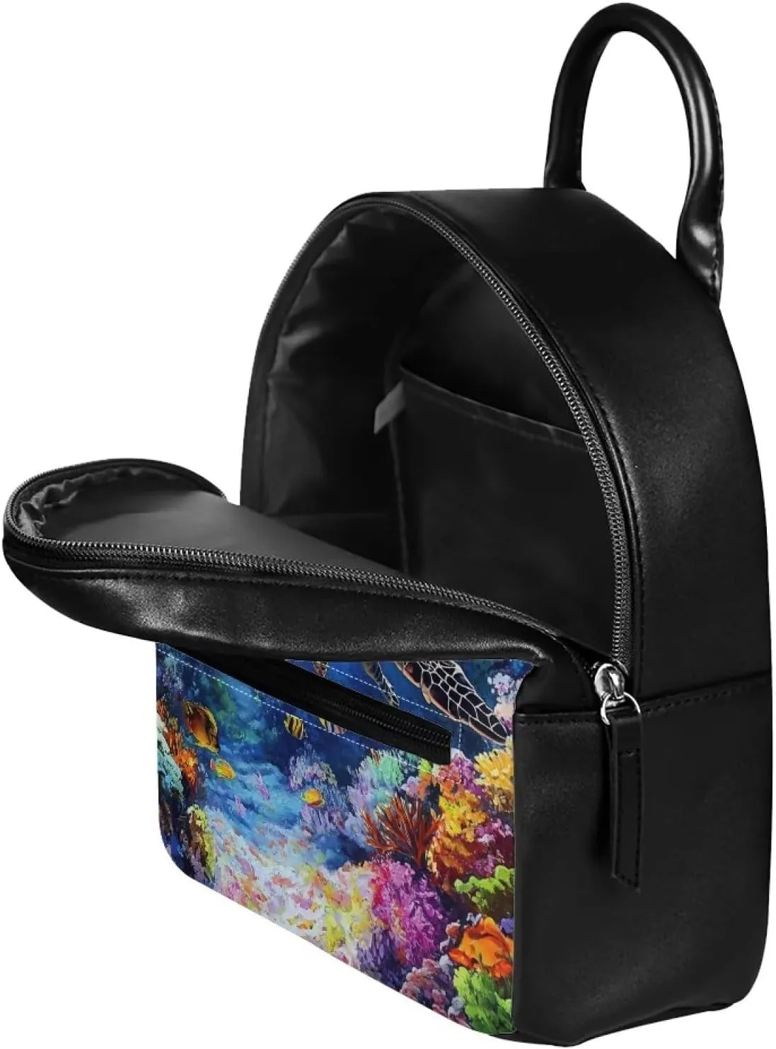 HUGS IDEA 3D Sea Turtle Mini Backpack for Women Fashion Leather Backpack with Adjustable Strap Lightweight Daypack for Travel/Shopping/Hiking Waterproof Shoulder Backpacks