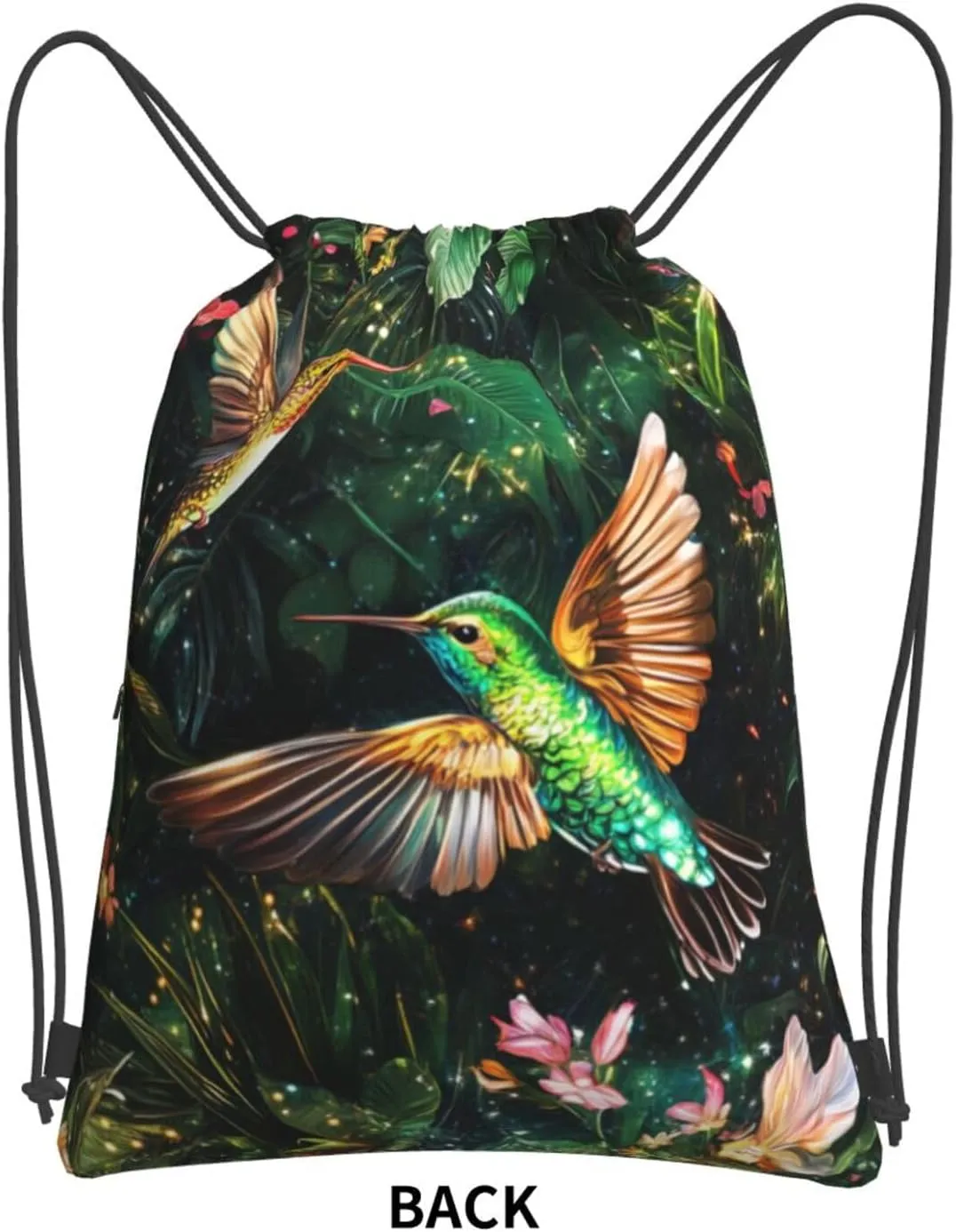 Hummingbird Drawstring Backpack Unisex Gym Bags Sport String Bag for Hiking Yoga Travel Swimming Beach 15 X 18 Inch
