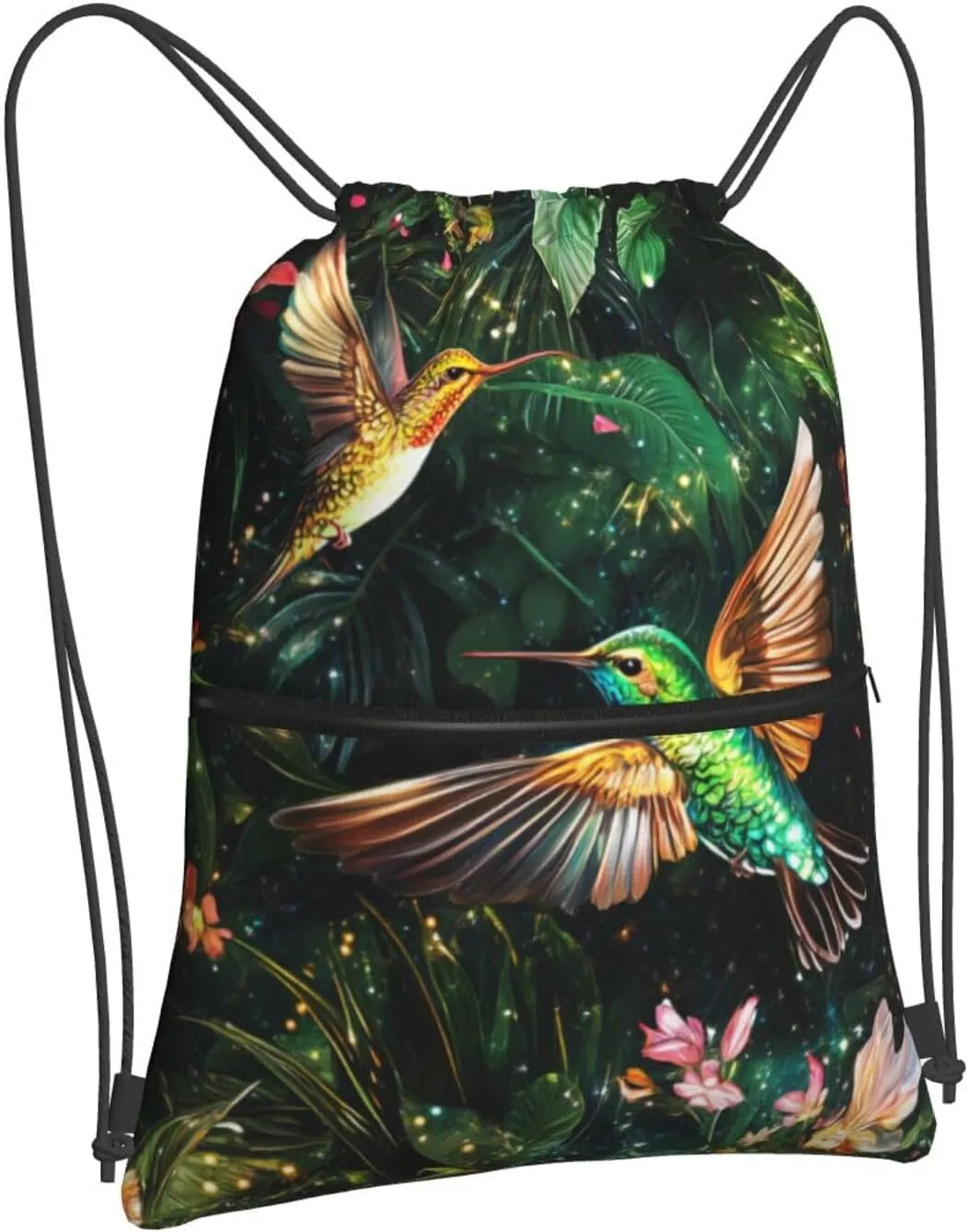 Hummingbird Drawstring Backpack Unisex Gym Bags Sport String Bag for Hiking Yoga Travel Swimming Beach 15 X 18 Inch