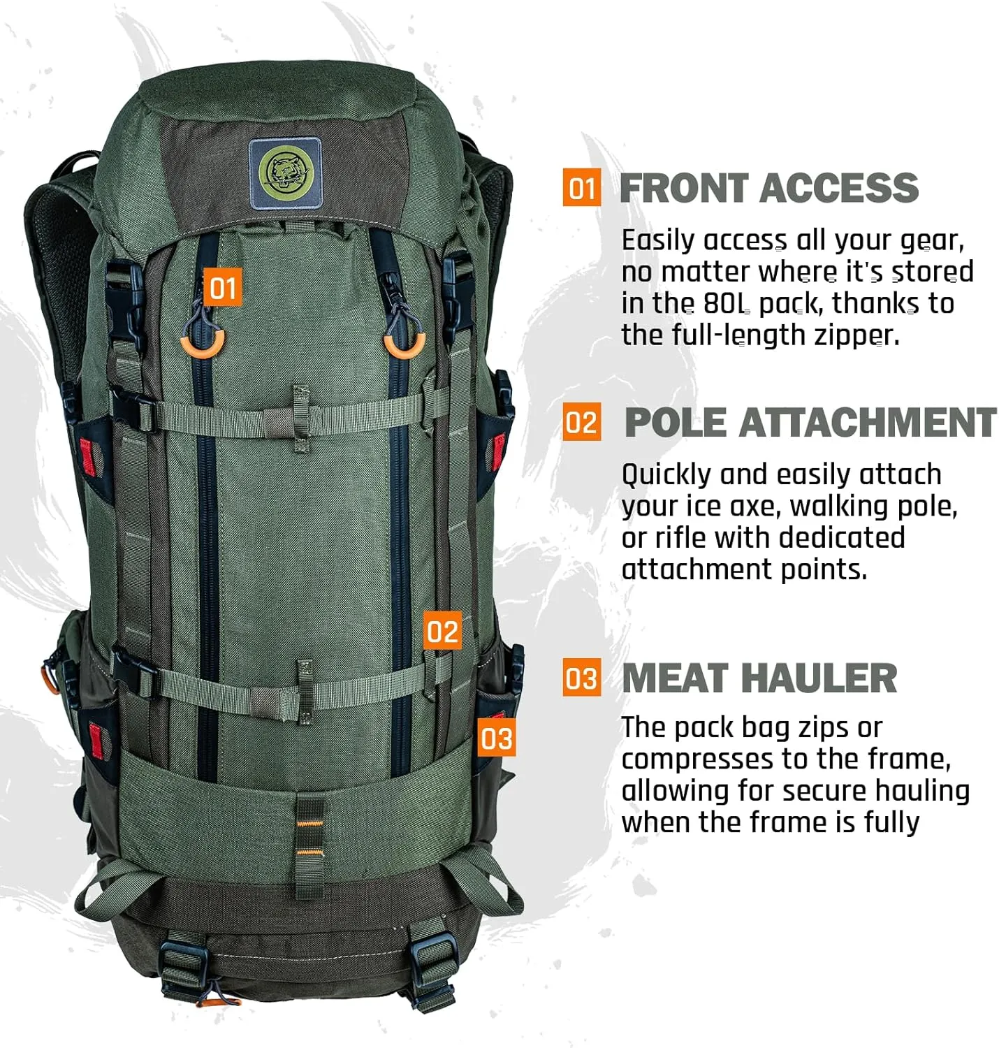 Hunting Backpacks for Men, 40L Expandable Capacity Hunting Backpack with Frame, Rifle Holder, Shotgun Rest Accessory
