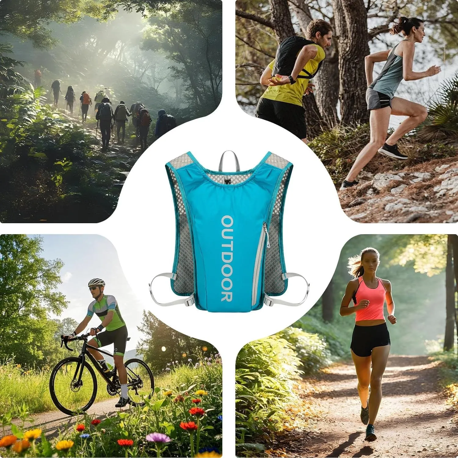 Hydration Backpack | 5L Running Water Backpacks,Lightweight, Breathable, Adjustable Chest Straps Cycling Pouch for Men Women and Marathoner