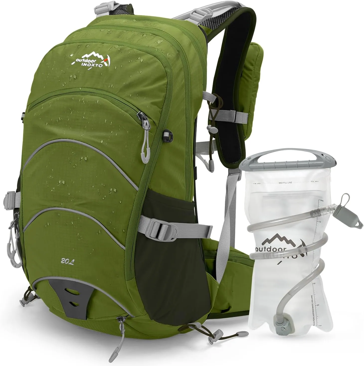 Hydration Pack,20L Hydration Backpack, Hiking Internal Frame Backpacks with 2L Hydration Water Bladder and Rain Cover, for Cycling,Camping, Hunting,Ski, Snow for Men, Women (dark green)