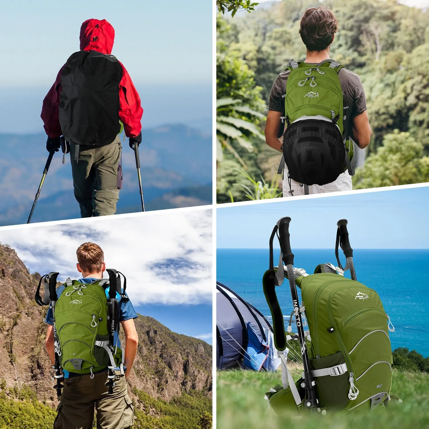 Hydration Pack,20L Hydration Backpack, Hiking Internal Frame Backpacks with 2L Hydration Water Bladder and Rain Cover, for Cycling,Camping, Hunting,Ski, Snow for Men, Women (dark green)