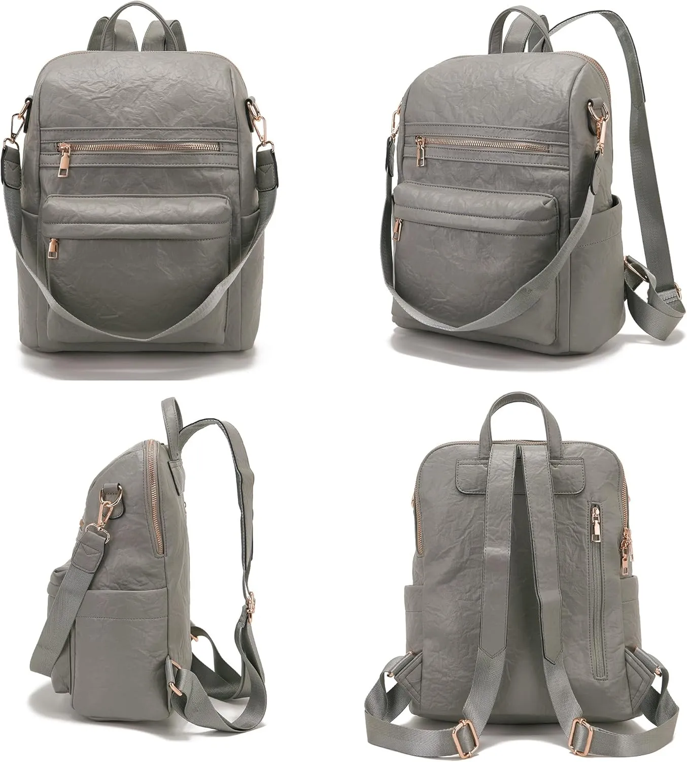 Idesort Medium Backpack Purse for Women Convertible Travel Soft Backpacks Ladies Purse set with Wallet and Crossbody Bags