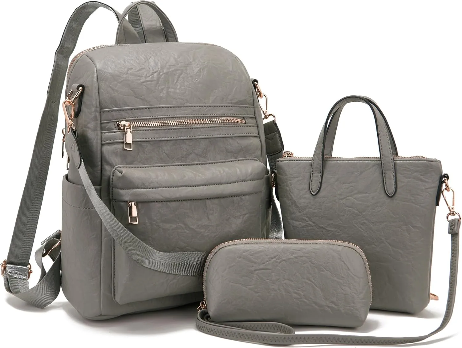 Idesort Medium Backpack Purse for Women Convertible Travel Soft Backpacks Ladies Purse set with Wallet and Crossbody Bags