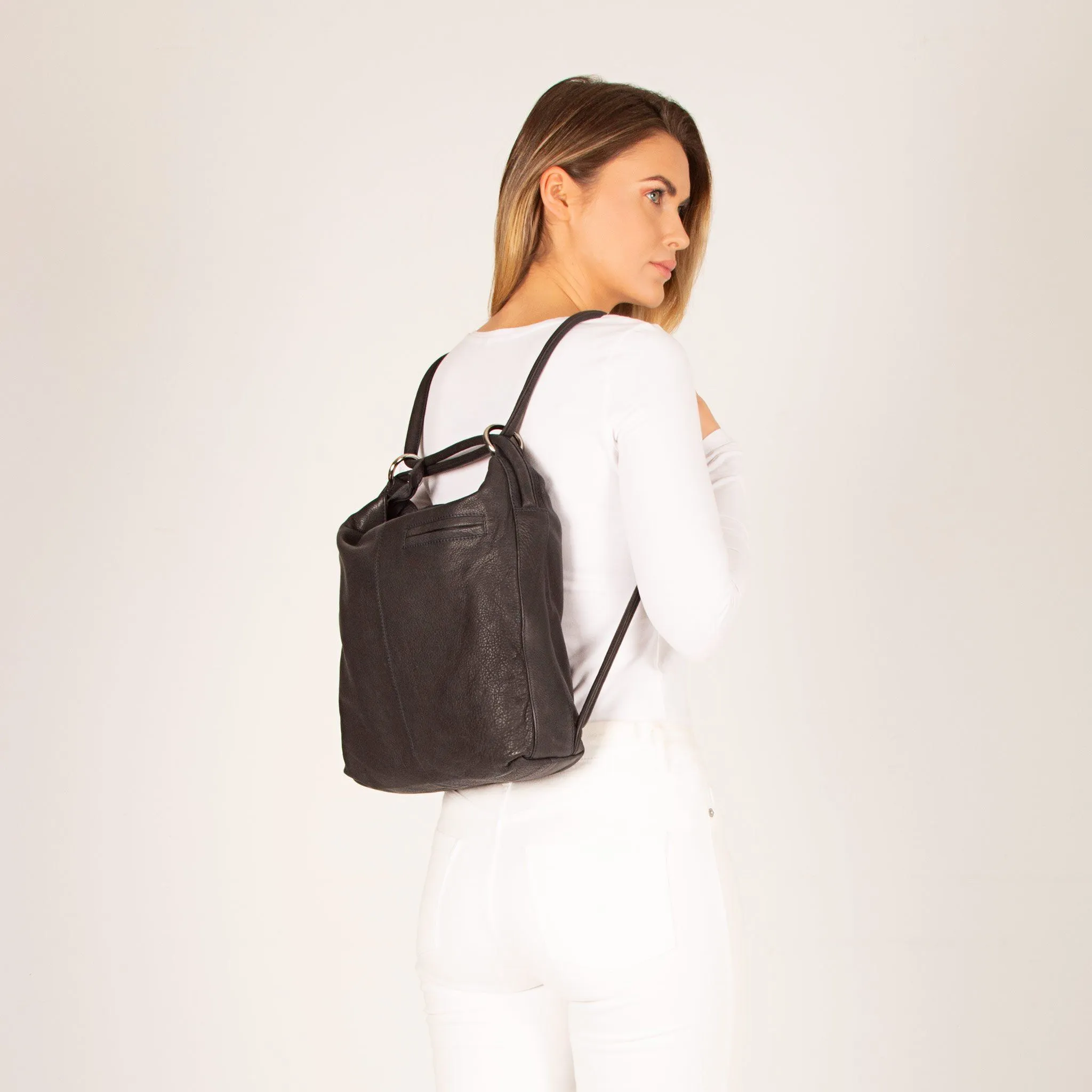 Indiana Leather Convertible Handbag Backpack - Large