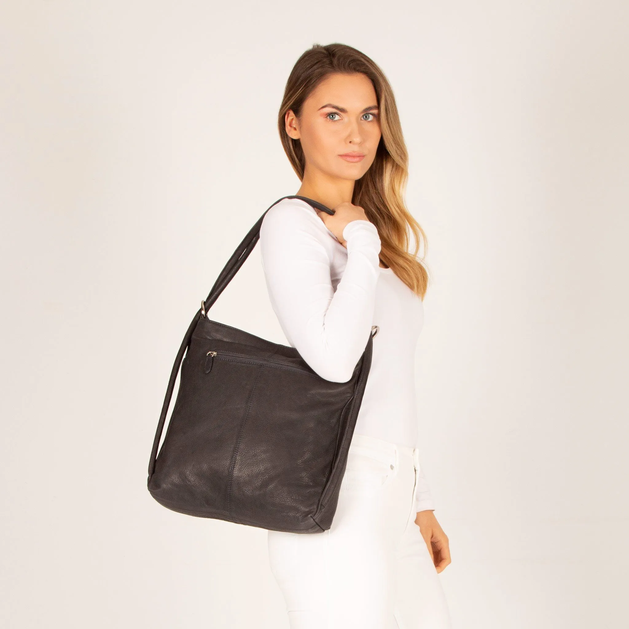 Indiana Leather Convertible Handbag Backpack - Large