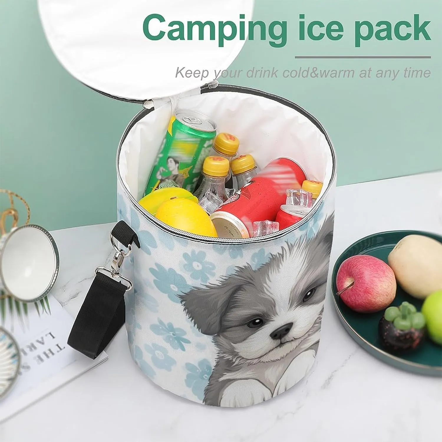 Insulated Cooler Bag with Zippered Top and Adjustable Shoulder Straps for Adults