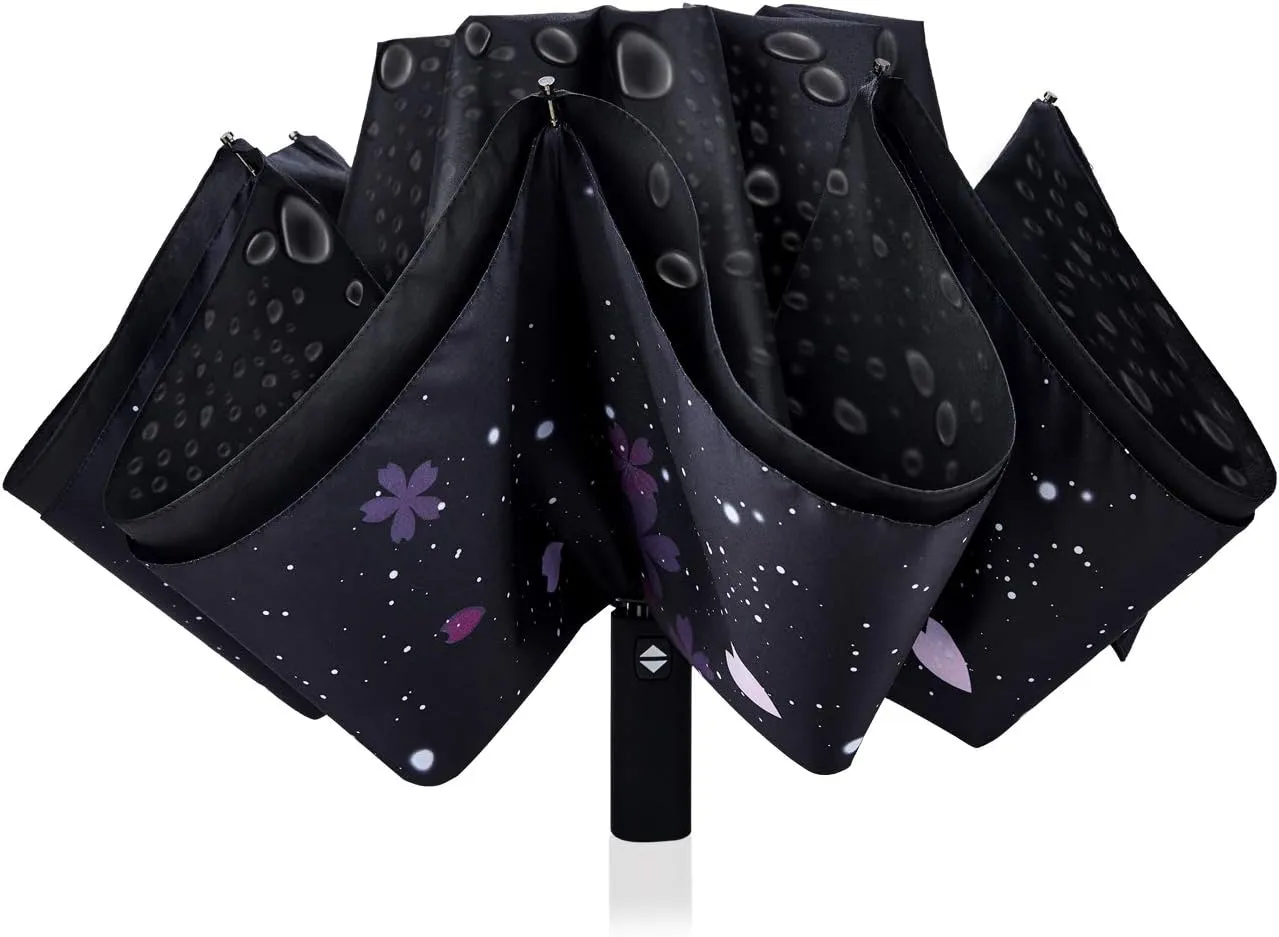 Inverted Umbrella Double Layer Automatic Folding Reserve Umbrella Windproof UV Protection for Rain Car Travel Outdoor Men Women