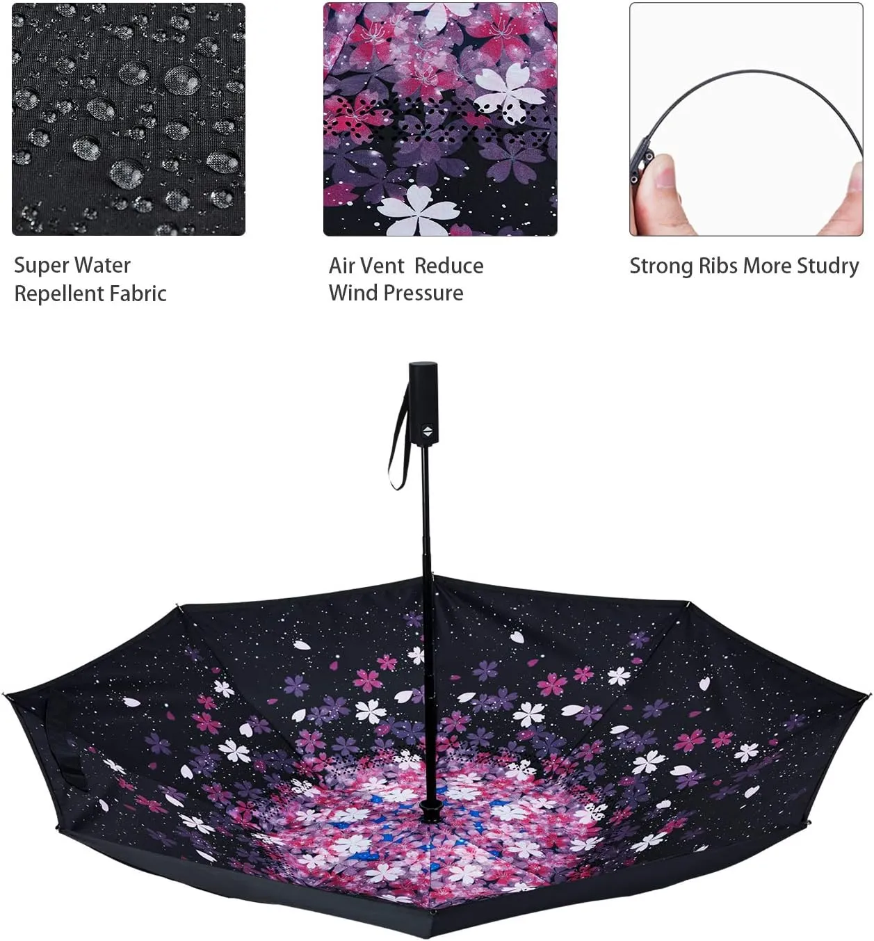 Inverted Umbrella Double Layer Automatic Folding Reserve Umbrella Windproof UV Protection for Rain Car Travel Outdoor Men Women