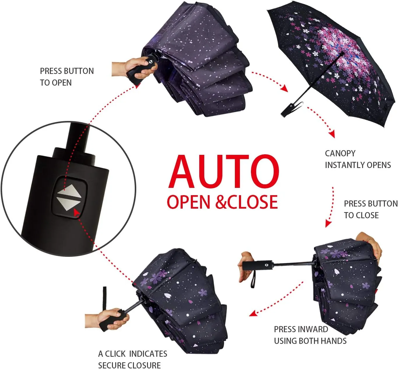 Inverted Umbrella Double Layer Automatic Folding Reserve Umbrella Windproof UV Protection for Rain Car Travel Outdoor Men Women