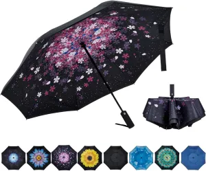 Inverted Umbrella Double Layer Automatic Folding Reserve Umbrella Windproof UV Protection for Rain Car Travel Outdoor Men Women