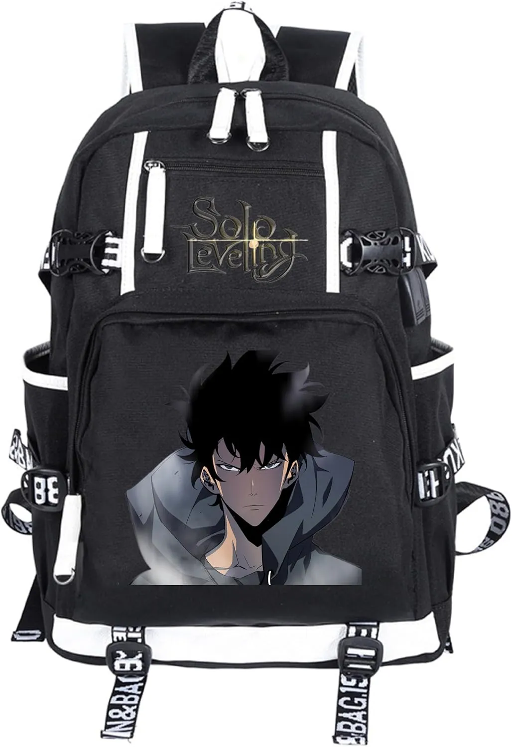 ISaikoy Anime Solo Leveling Backpack Bookbag Daypack School Bag Laptop Bag with USB Charging Port 10