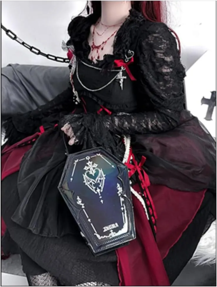 Ita Bag Backpack Gothic Coffin Purses and Handbags for Women Halloween Shoulder Bag with Insert and Chains (Black)