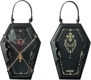 Ita Bag Backpack Gothic Coffin Purses and Handbags for Women Halloween Shoulder Bag with Insert and Chains (Black)