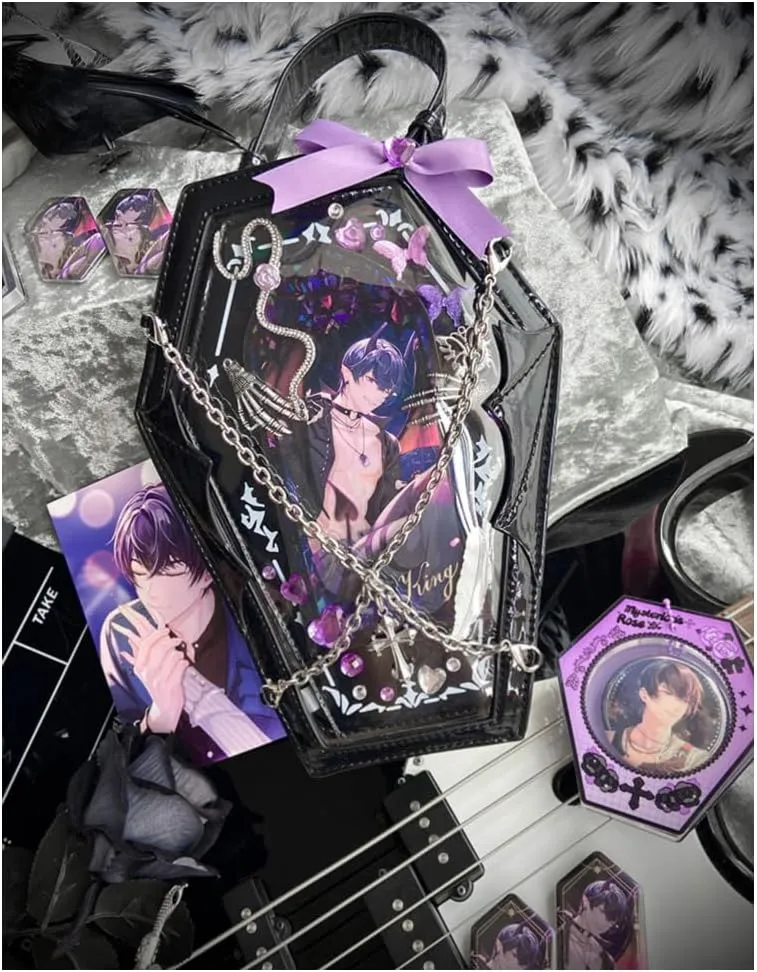Ita Bag Backpack Gothic Coffin Purses and Handbags for Women Halloween Shoulder Bag with Insert and Chains (Black)