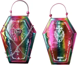 Ita Bag Backpack Gothic Coffin Purses and Handbags for Women Halloween Shoulder Bag with Insert and Chains (Laser Color)